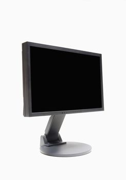 view of lcd (liquid crystal) computer monitor isolated on white - clipping path