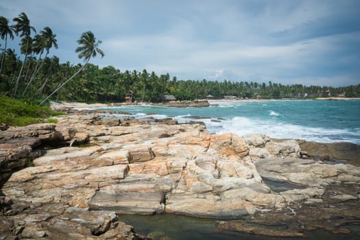 Rocky landscape at Rocky Point, Goyambokka, Tangalle, Southern Province, Sri Lanka, Asia.