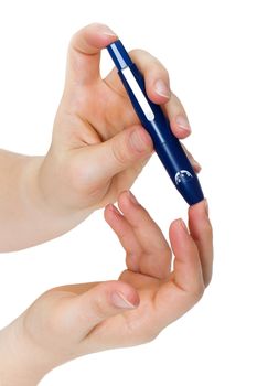 Lancet for piercing a finger at a diabetes