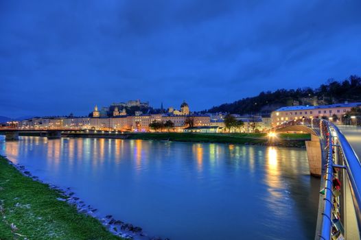 Salzburg at night, Austria