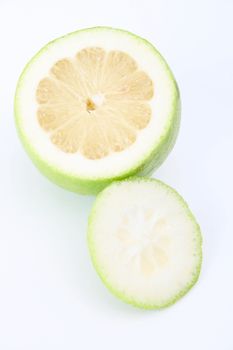 Sliced green lime on a white background