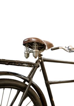 Isolated Vintage Black Bike With Leather Saddle And Springs