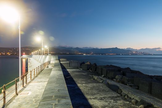 Pier of Riposto east Sicily before dawn