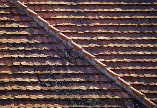 abstract background or texture red divided tiled roof