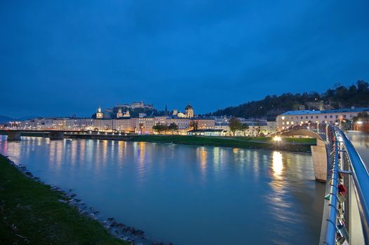 Salzburg at night, Austria