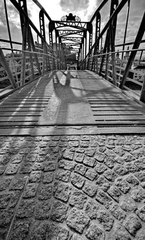 Mozartsteg walking bridge in Salzburg, Austria