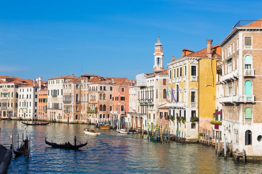 Gorgeous view of the Grand Canal from famous Rialto bridge. Venice, Italy. 