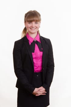 Portrait of a young girl in a suit