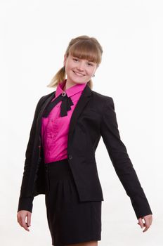 Portrait of a young girl in a suit