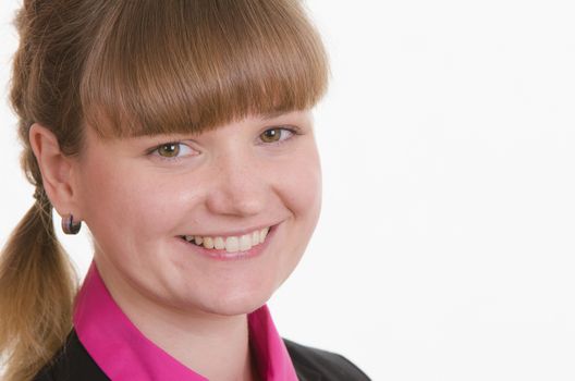 Portrait of a young girl in a suit