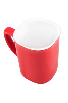 White in red cup isolated on white background