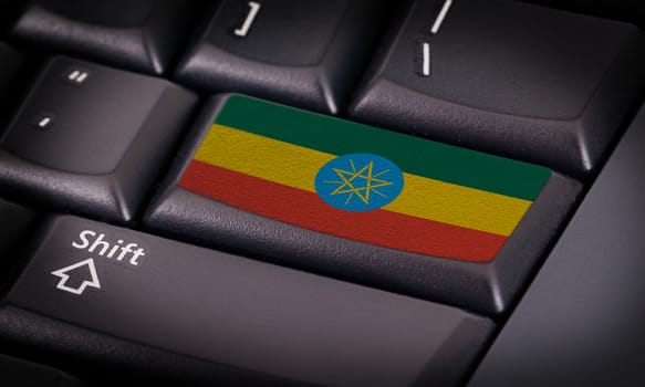 Flag on button keyboard, flag of Ethiopia