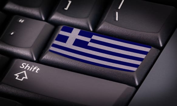 Flag on button keyboard, flag of Greece