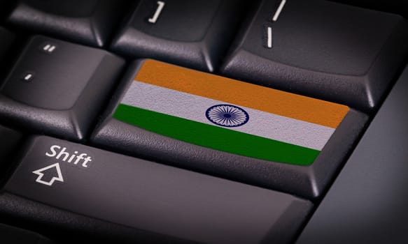 Flag on button keyboard, flag of India