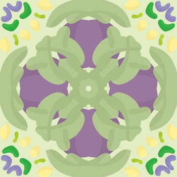 Abstract green and purple seamless background with swatch