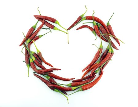 heart of chili pepper isolated on white