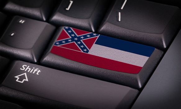 Flag on button keyboard, flag of Mississippi