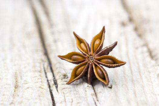 star anise on wooden background