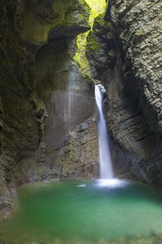 Kozjak waterfall (Slap Kozjak) in Kobarid, Julian Alps in Slovenia
