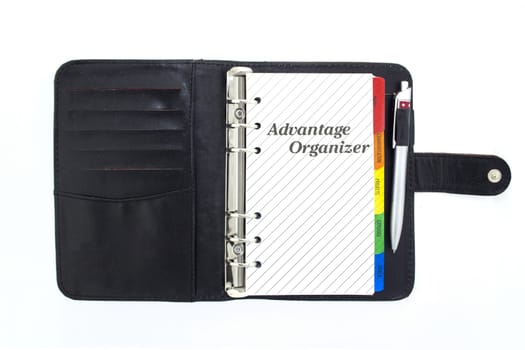 Blank notebook, copybook, personal organizer on white.