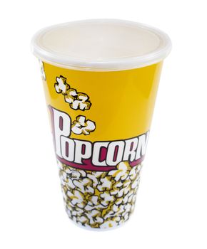Popcorn bucket red and yellow on a white background
