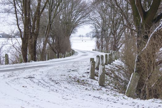 Snowy road in the winter