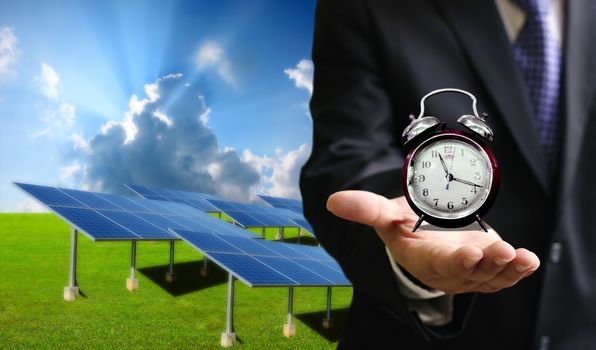 Time to use solar energy, Clean energy technology concept