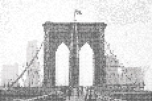 Pixelated abstract background of the Brooklyn Bridge in NYC.