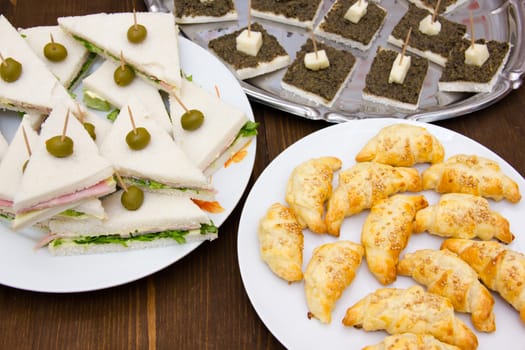 Croissants and other appetizers seen from above