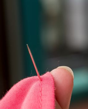 Sewing Cloth Showing Stitches Seamstress And Clothing