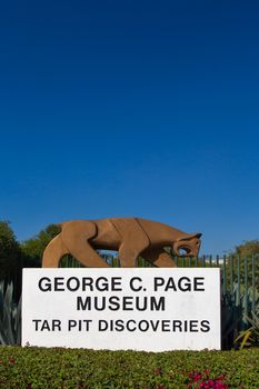 LOS ANGELES, CA/USA - NOVEMBER 29, 2014: George C. Page Museum at Le Brea Tar Pits. La Brea Tar Pits and Hancock Park are in urban Los Angeles in the Miracle Mile district.