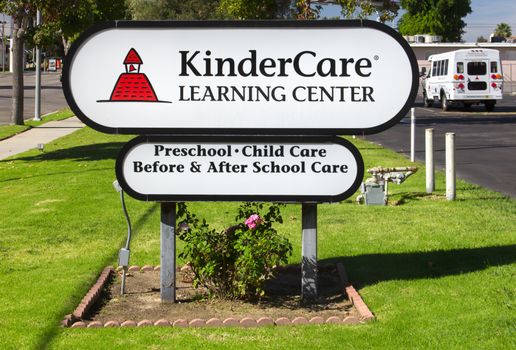 NORTH HILLS, CA/USA - OCTOBER 30, 2014: KinderCare Learning Center sign and exterior.KinderCare Learning Centers is an American operator of child care and early childhood education.