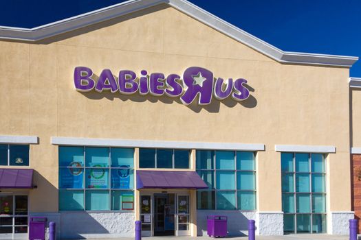 SANTA CLARITA, CA/USA - NOVEMBER 8, 2014: Babies "R" Us store exterior. Babies "R" Us is an American baby and juvenile-products retailer.