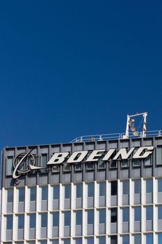 EL SEGUNDO, CA/USA - OCTOBER 13, 2014: Boeing manufactuing facility. Boeing manufactures and sells aircraft, rotorcraft, rockets and satellites. It is the second-largest defense contractor in the world.