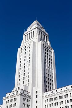 LOS ANGELES, CA/USA - SEPTEMBER 30, 2014: Los Angeles City Hall. Los Angeles City Hall houses the mayor's office and the meeting chambers and offices of the Los Angeles City Council.