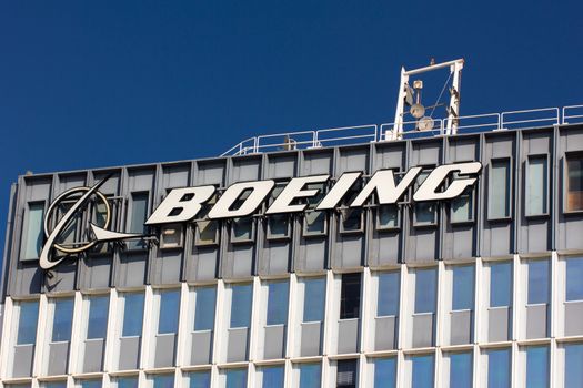 EL SEGUNDO, CA/USA - OCTOBER 13, 2014: Boeing manufactuing facility. Boeing manufactures and sells aircraft, rotorcraft, rockets and satellites. It is the second-largest defense contractor in the world.