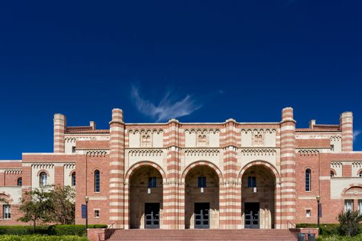 LOS ANGELES, CA/USA - OCTOBER 4, 2014: Kaufman Hall on the campus of UCLA. UCLA is a public research university located in the Westwood neighborhood of Los Angeles, California, United States.