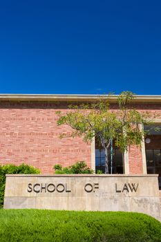 LOS ANGELES, CA/USA - OCTOBER 4, 2014: UCLA School of Law on the campus of UCLA. UCLA is a public research university located in the Westwood neighborhood of Los Angeles, California, United States.