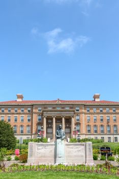 MADISON, WI/USA - JUNE 26, 2014: Henry Mall William Dempster Hoard Sculpture on the campus of the University of Wisconsin-Madison.