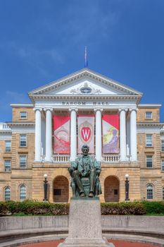 MADISON, WI/USA - JUNE 26, 2014: Bascom Hall on the campus of the University of Wisconsin-Madison. The University of Wisconsin is a Big Ten University in the United States.