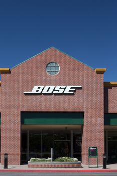 GILROY, CA/USA - MAY 26, 2014: Bose store exterior. Bose is an American corporation specializing in audio equipment, loudspeakers, noise-cancelling headsets, and automotive sound systems.