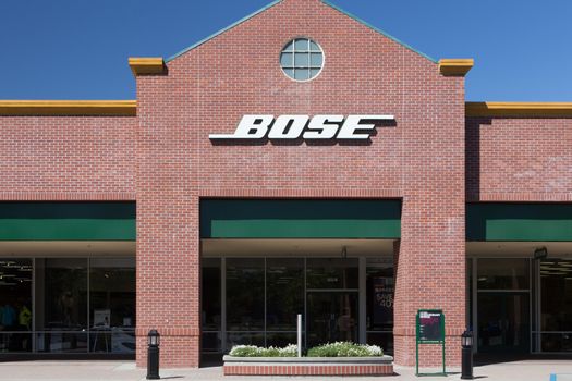 GILROY, CA/USA - MAY 26, 2014: Bose store exterior. Bose is an American corporation specializing in audio equipment, loudspeakers, noise-cancelling headsets, and automotive sound systems.