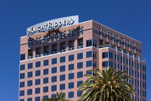 SAN JOSE,CA/USA - MAY 11, 2014: The landmark Knight Ridder building in downtown San Jose, California.  Knight Ridder was an American media company until bought by The McClatchy Company in 2006.