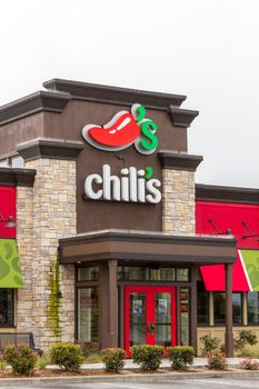MONTEREY, CA/USA - APRIL 24, 2014: Chili's Restaurant Exterior. Chili's Grill & Bar is an casual dining restaurant chain with locations in the United States, Canada, and 31 countries worldwide.