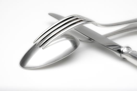 elegant silverware - closeup of fork, knife and spoon