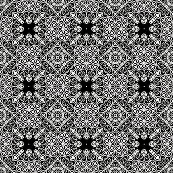 Digital computer graphic  seamless decorative ornament in a black - white colors for design.