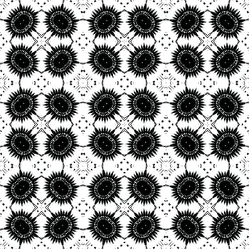 Digital computer graphic  seamless decorative ornament in a black - white colors for design.