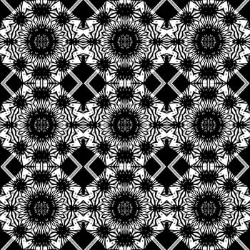 Digital computer graphic  seamless decorative ornament in a black - white colors for design.