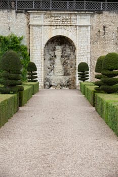 Gardens and Chateau de Villandry  in  Loire Valley in France 