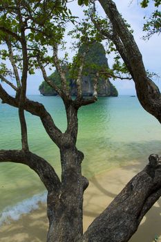 rocks on Railay beach in Krabi Thailand